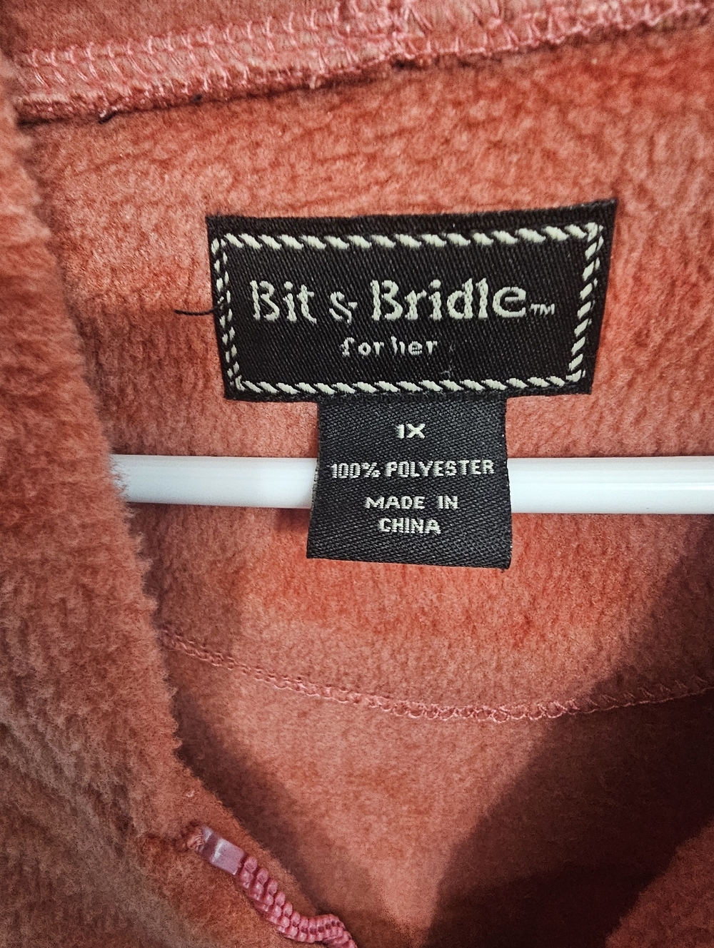 Bit & Bridle Fleece Horse Print Zip Hoodie 1X Pink Cozy Western Cottagecore - Picture 2 of 3